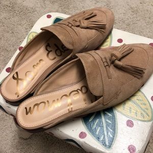 Sam Edelman beige suede and leather mules